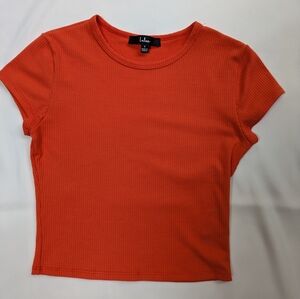 Lulu's Bold Tangerine Short Sleeve Top